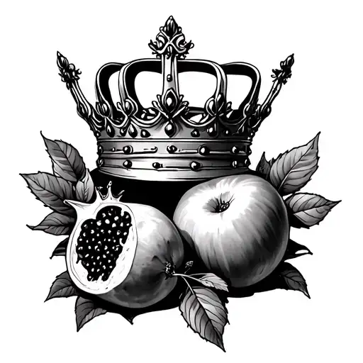 Kings Crown With Pomegranate Fruit In Black