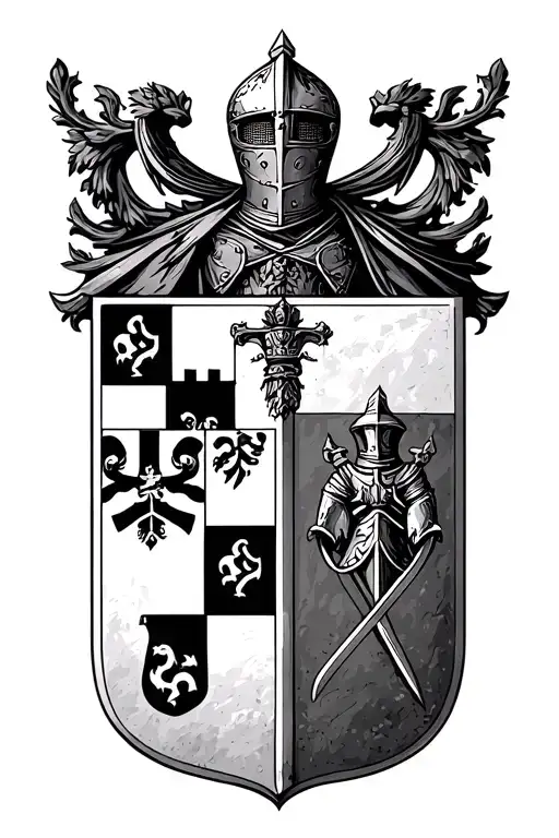 Knight With Old Croatian Coat Of Arms And A Symbol Of City Sinj