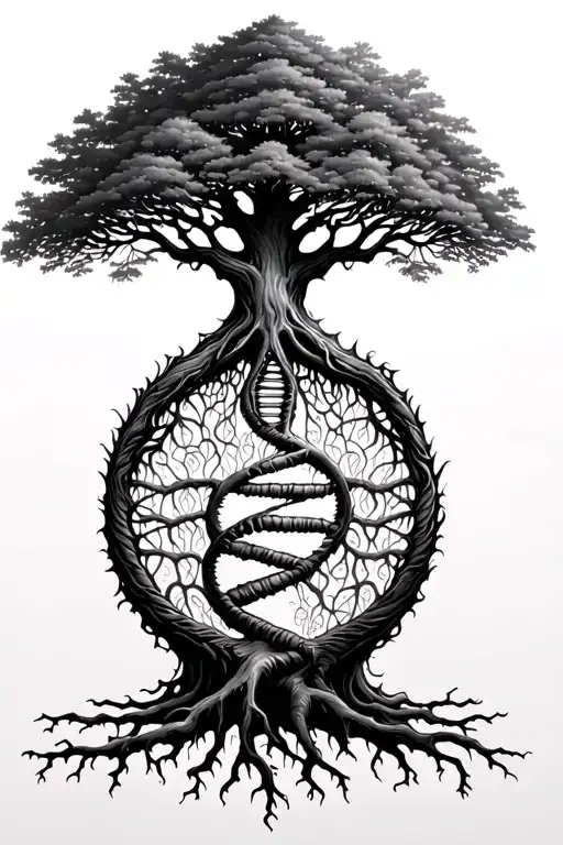 Tree Of Life With Beautiful Branches And Roots Represents Human Dna