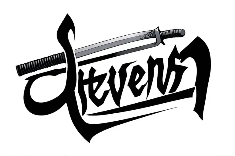 Stevens Name On A Katana Sword