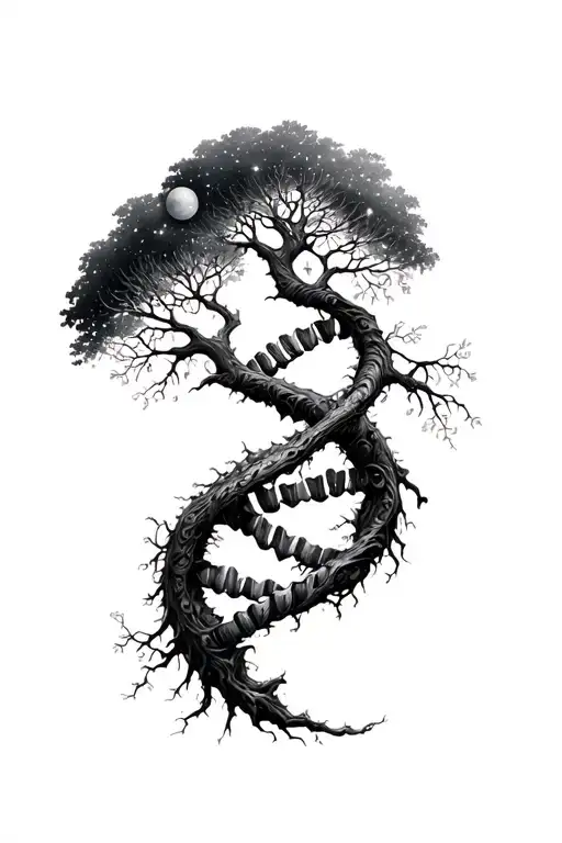 Tree Of Life Intertwined Representing Dna Double Helix And Universe