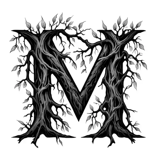 Willow Tree Branches Shaped In An M Letter