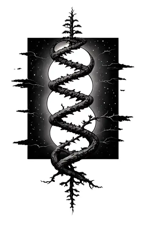Tree Of Life Intertwined Representing Dna Double Helix And Universe