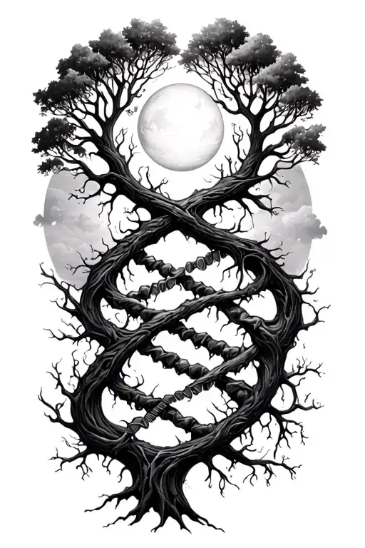 Tree Of Life Intertwined Representing Dna Double Helix And Universe