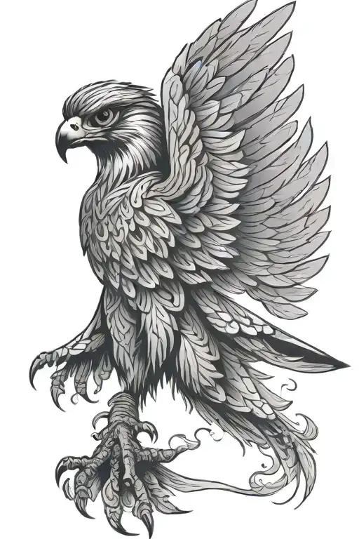 Tribal Falcon Spreading Wings