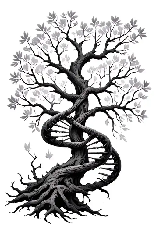 Tree Of Life Intertwined Representing Dna Double Helix Intertwined