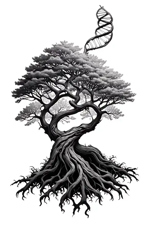 Thin Tree Of Life Intertwined Representing Dna Double Helix Intertwined
