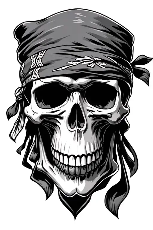 Skull With Bandana Mask Over Mouth And Nose