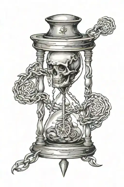 Memento Mori Hourglass With Chainmail Laying