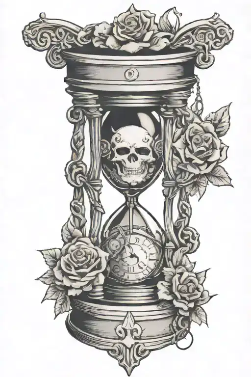 Memento Mori Hourglass With Chainmail Background Black