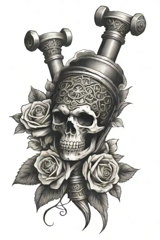 Chainmail Sleeve With Memento Mori Hourglass Filled