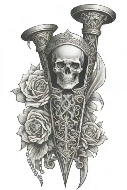 Chainmail Sleeve With Memento Mori Hourglass Filled