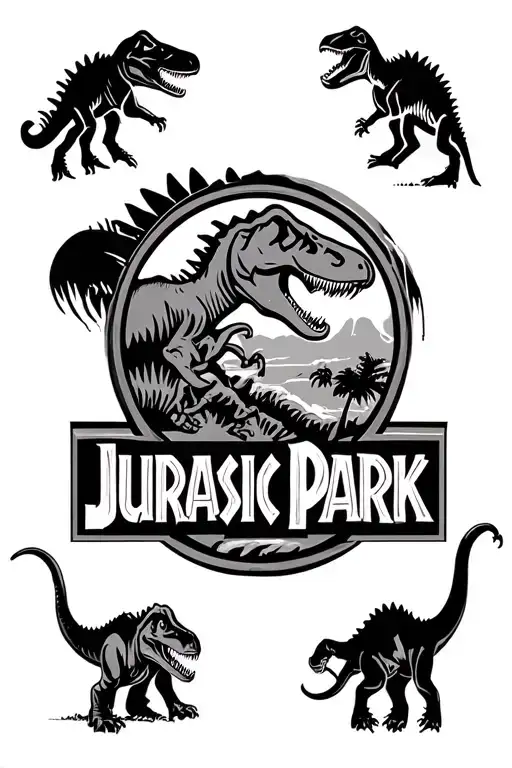 Jurassic Park Logo With Extra Dinosaurs