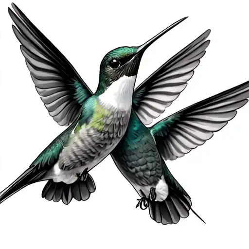 3 Small Hummingbirds Flying