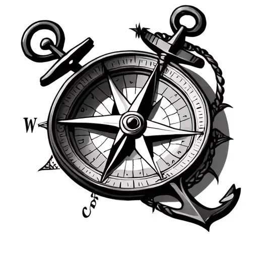 Compass And Anchor Tatoos