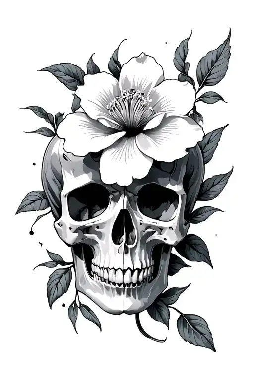 Minimalist Jasmine Flower Coming Out Of A Skull