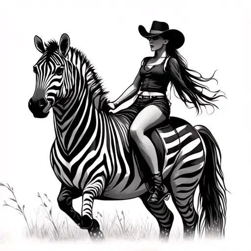 Cowgirl Riding A Zebra