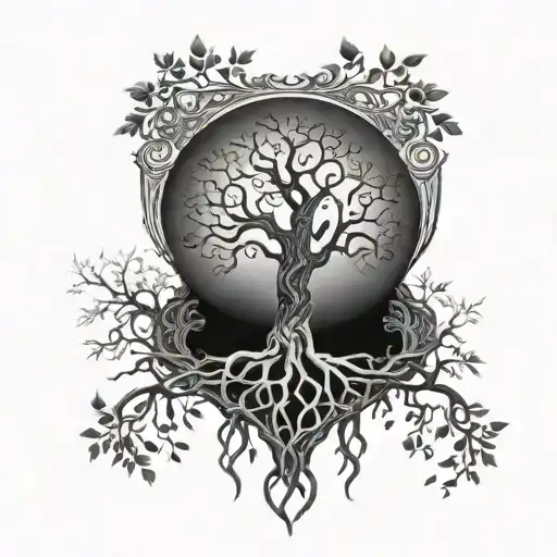 The Tree Of Life With Roots Wrapped Around Human Heart