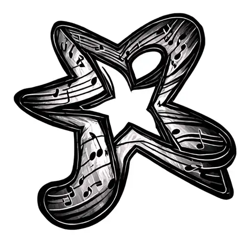 Five Pointed Star Shape Made Out Of Musical Eighth Notes