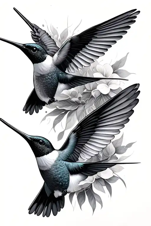 3 Flying Hummingbirds