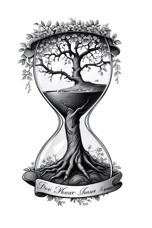 Feminine Family Tree Scroll With 3 Generations Names Shaped Like An Hour Glass