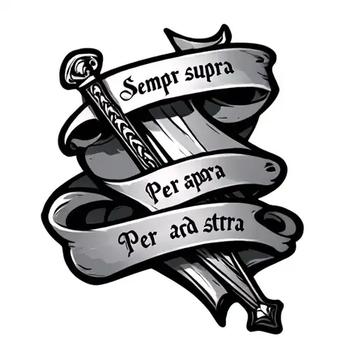 A Sword With Scroll Twining Around The Blade That Says Semper Supra And Per Aspera Ad Astra