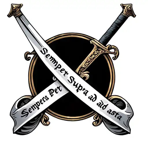 A Sword With Scroll Around The Blade That Says Semper Supra And Per Aspera Ad Astra