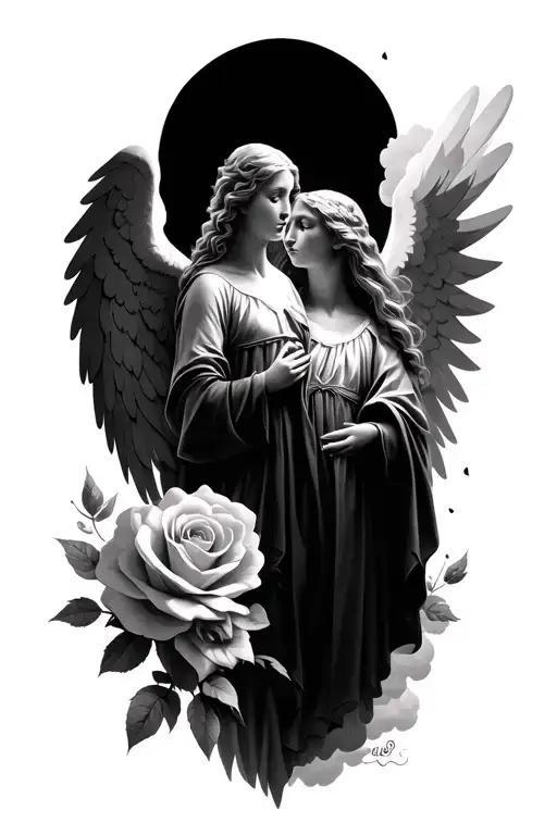 Clouds Rose Guardian Angel Watching