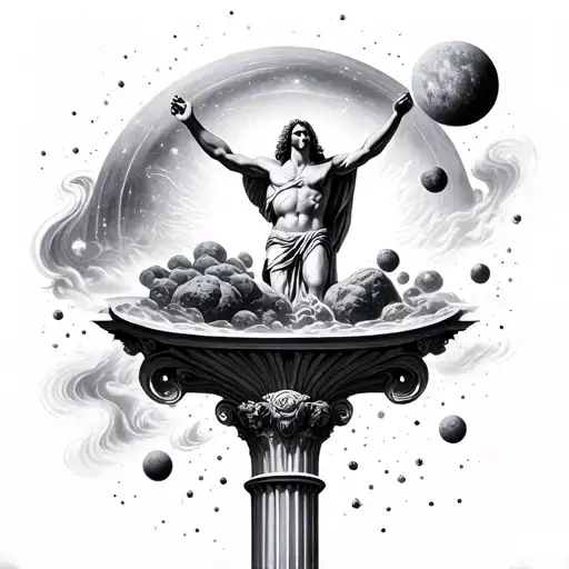 Atlas Holding Up The Observable Universe From Below On A Pillar