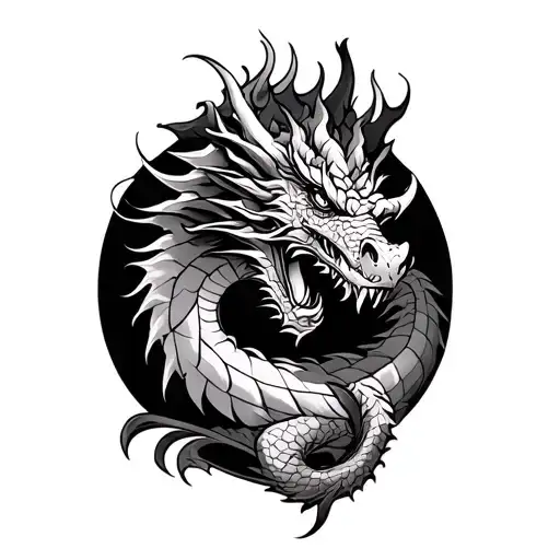 Old School Dragon Tattoo Design