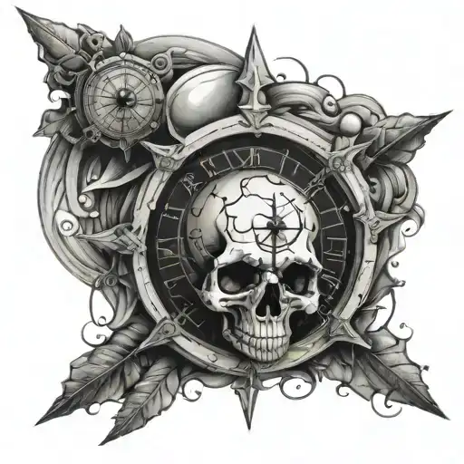 Stoic Skull In Middle Of Compass