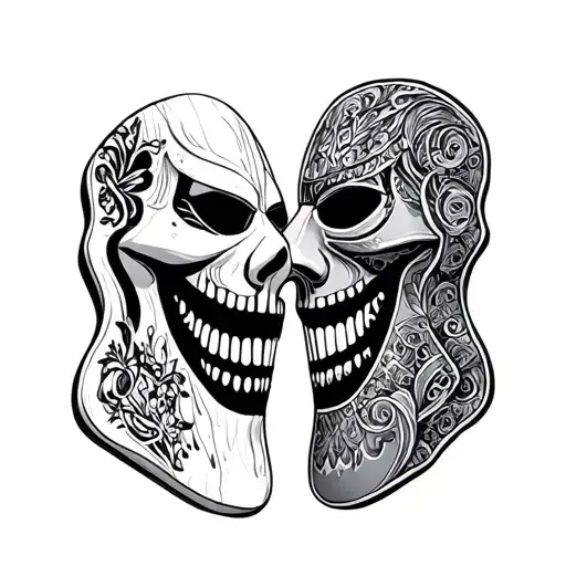 Guitar Masks Staring At Each Other