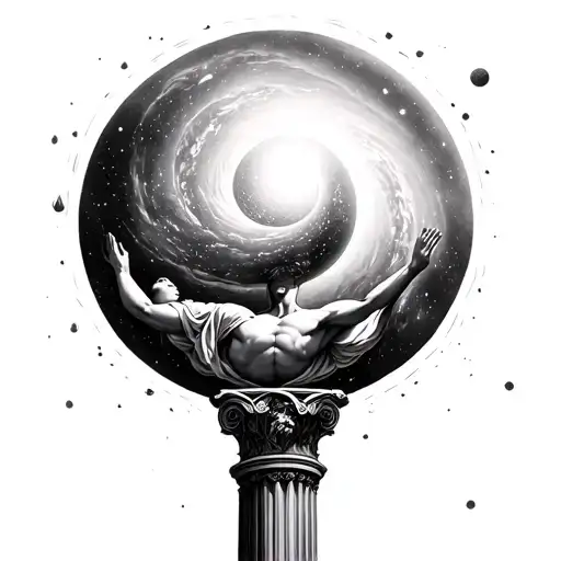 Atlas Holding Up The Observable Universe From Below On A Pillar