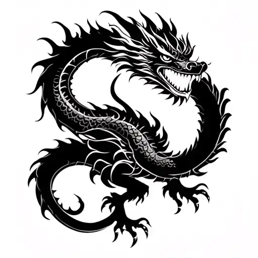 Old School Dragon With Chinese Style For Forearm Design