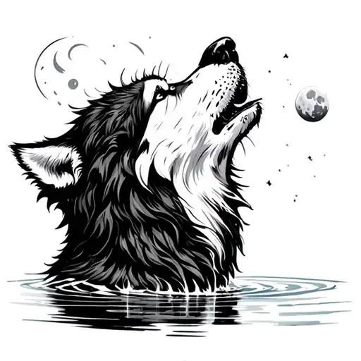 Wolf Howling At The Moon Water Fountain Pen Inks Representing