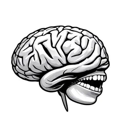 Brain With A Face And The Mouth Is Zipped Closed