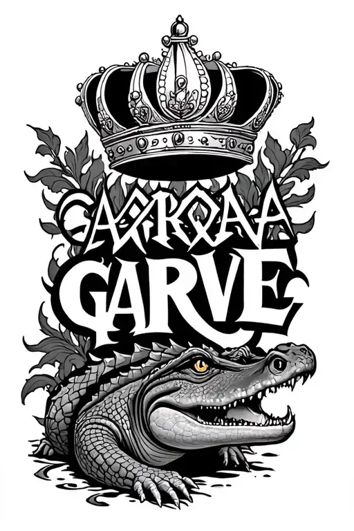 Crown The Word 'Garwe' And A Crocodile Underneath