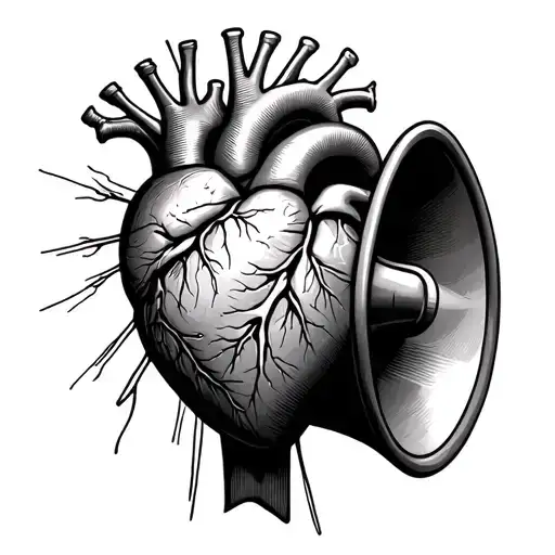 Anatomical Heart With Mouth Talking Out Of A Megaphone