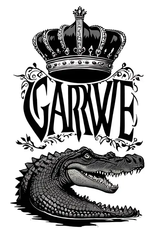 Crown The Word 'Garwe' And A Crocodile Underneath