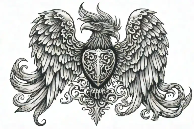 Chrome Hearts Style Hawk Spreading Their Wings For A Chest