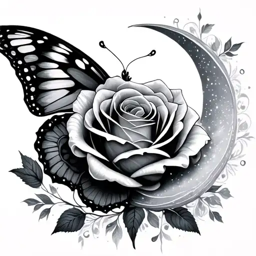 Rose Butterfly Moon Sparkle