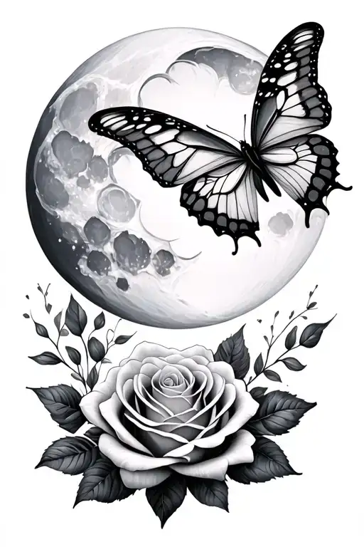 Rose Butterfly Moon Sparkle