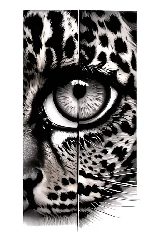 My Eye And A Leopard Eye Next To Each Other Half
