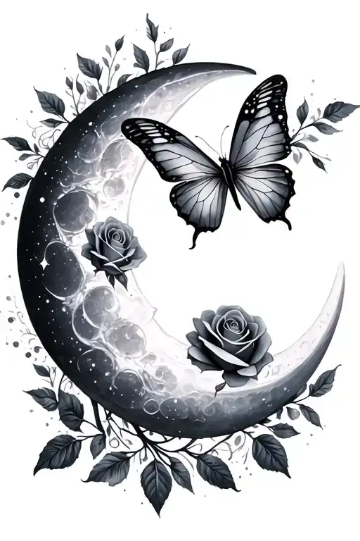 Rose Butterfly Moon Sparkle