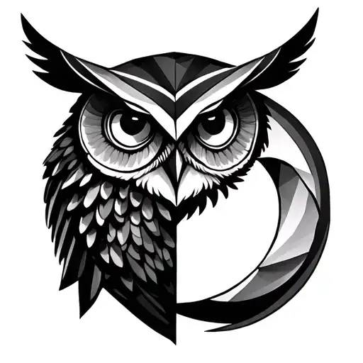 Geometric Owl And Half Moon