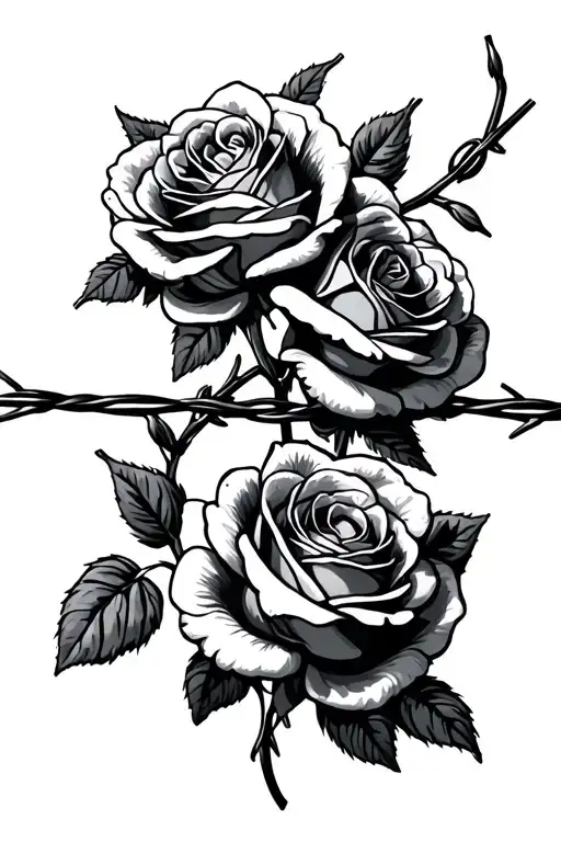 Barbed Wire With Roses
