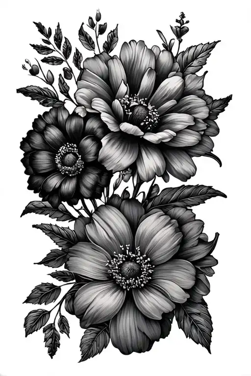 Arm Sleeve Of Birth Month Flowers Of September August March And December