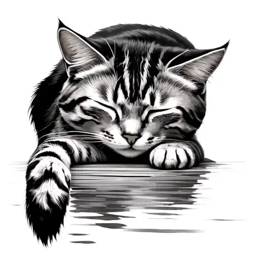 Cat Sleeping On A Dock Half Sleeve