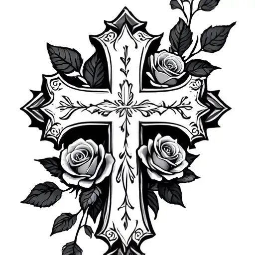 Cross Made Of Roses