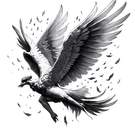 Icarus Falling With Feathers Falling